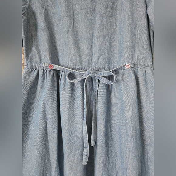 Vintage 90s East West Embroidered Denim Dress | Size M - Picture 8 of 10